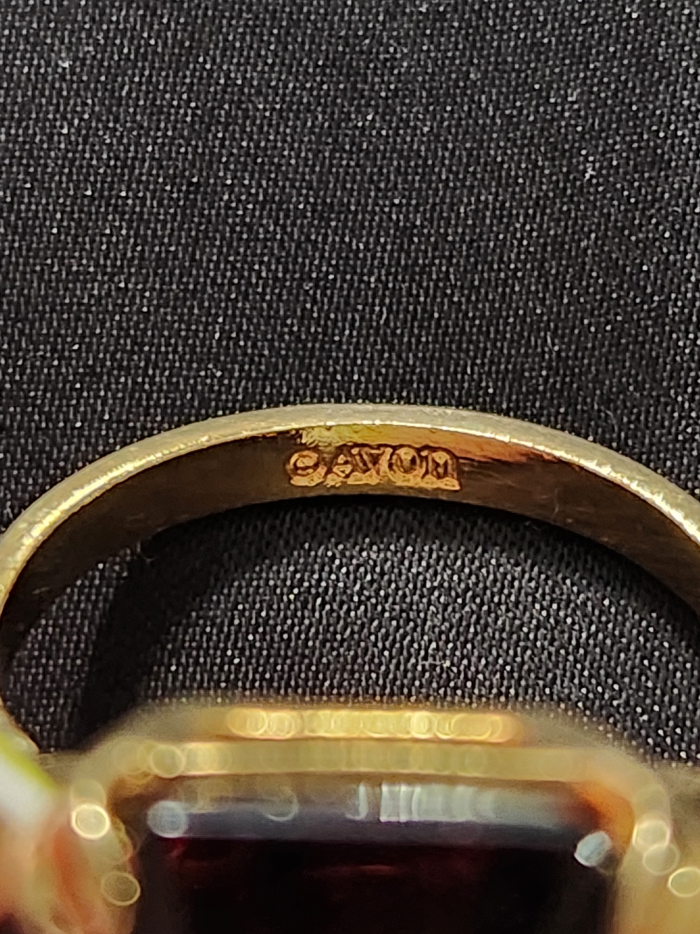 Avon Gold-Tone Ring with Deep Amber Emerald-Cut Stone - Picture 3 of 7